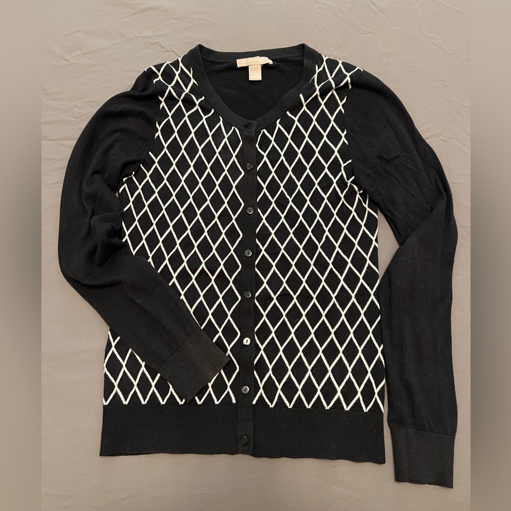 Banana Republic black and white 1950/60s style cardigan